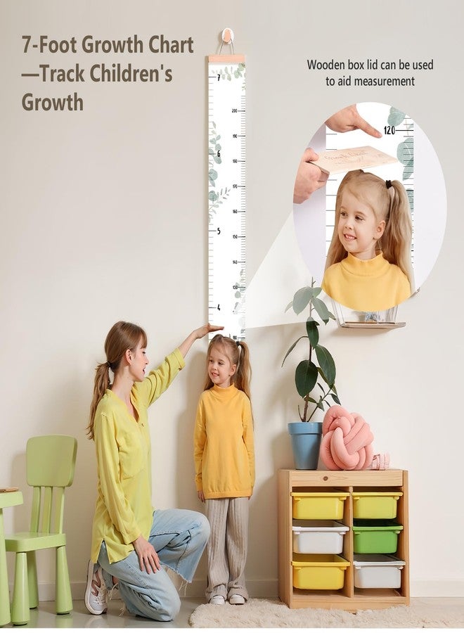 let's make Growth Chart for Wall 7 Ft Height Chart with Keepsake Box & Hook Waterproof Canvas Measure Wall Ruler Removable Neutral Nursery Wall Decor for Baby Kids Toddlers - Image 3